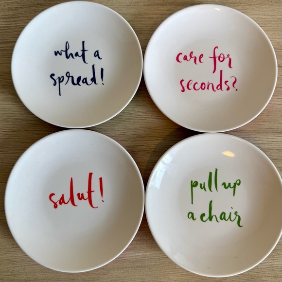 Kate Spade "Let's Dish!" Tidbit Plates - Set of 4 - Picture 2 of 9